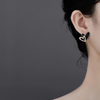 Black double heart earrings