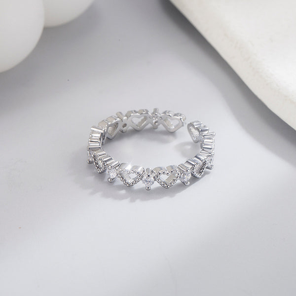 Silver Twinkle Hearts Ring