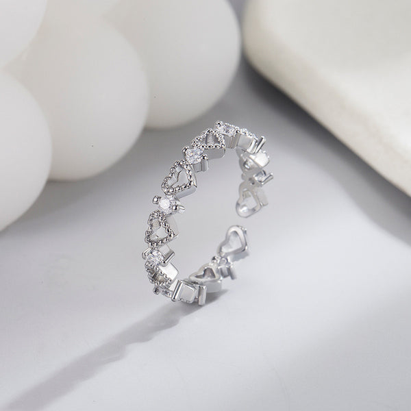 Silver Twinkle Hearts Ring