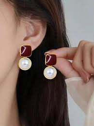 Cubic Red Drop Earring