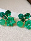 Green Flower Design Earring