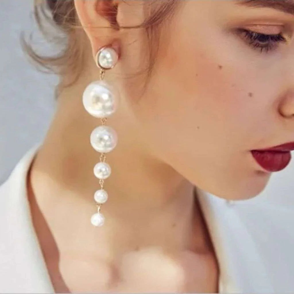 Long Pearl Clip Earring