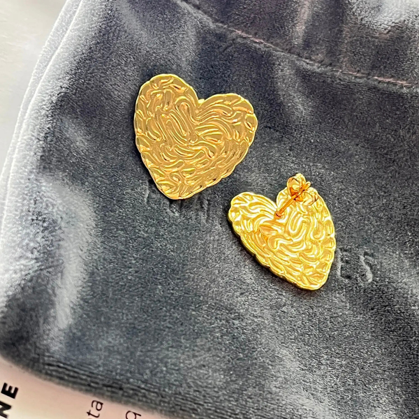 Anti tarnish two heart earrings