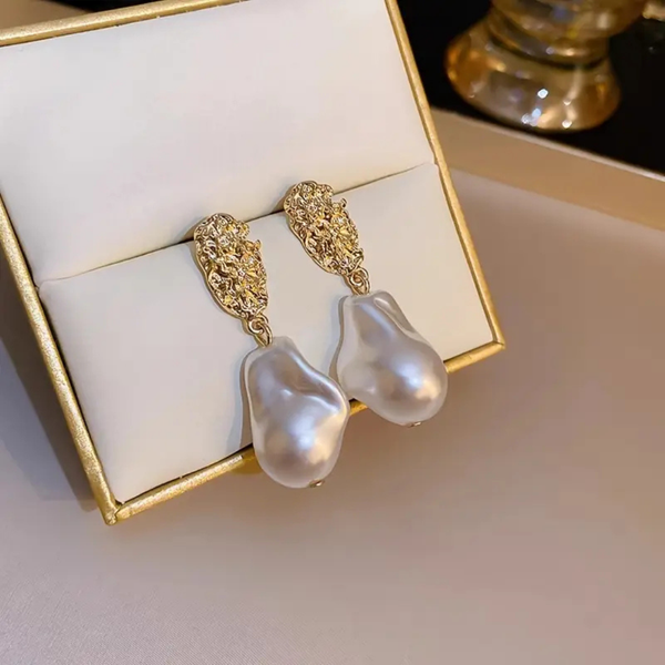 White Pearl Drop Earrings