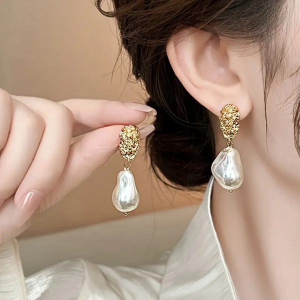 White Pearl Drop Earrings