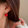 Red Heart Drop Earrings