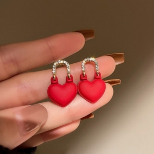 Red Heart Drop Earrings