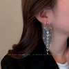 long tassel blue women earring