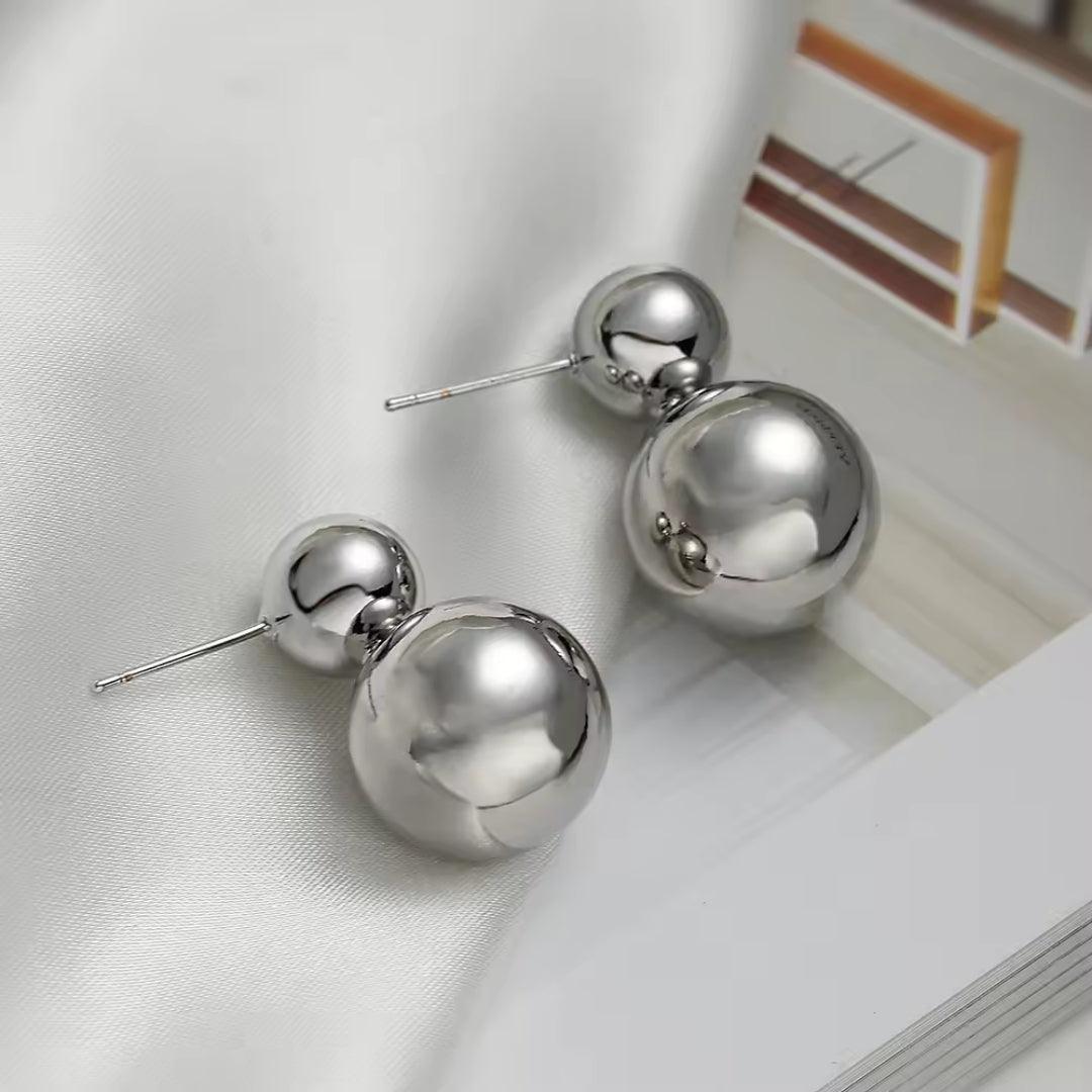 Double Sided Earrings // Silver