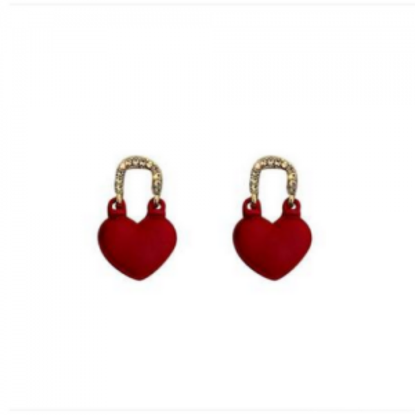 Red Heart Drop Earrings