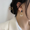 Black Geometric Square Earrings