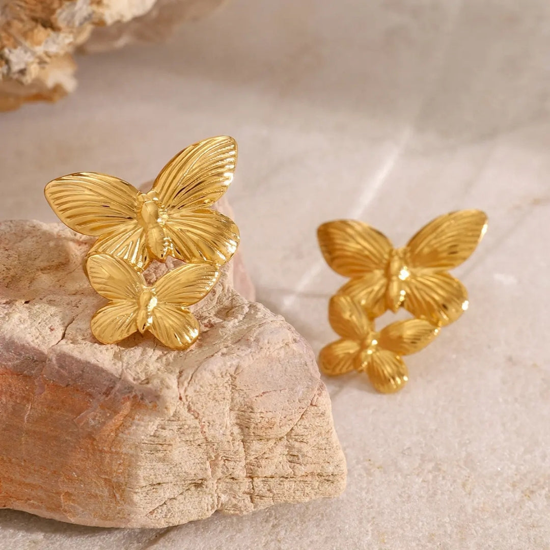 Anti Tarnish Mini Double Butterfly Earring