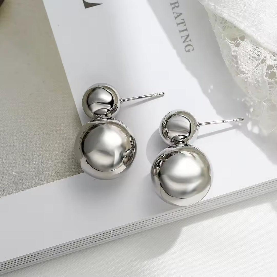 Double Sided Earrings // Silver