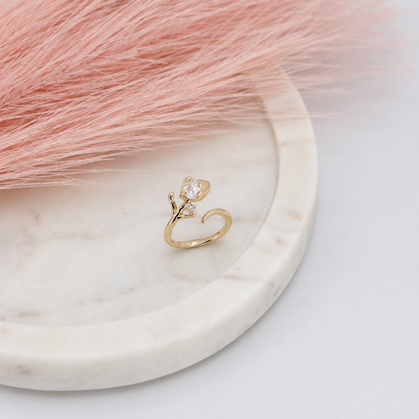 Golden Rose Crystal Ring