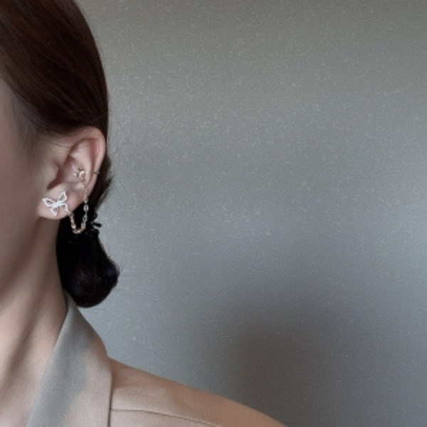 Golden Plated Butterfly Chain Ear cuff Earring