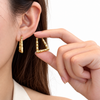 Gold-Tone Bamboo Textured Trapezoid Hoop Earrings | BeautyNX