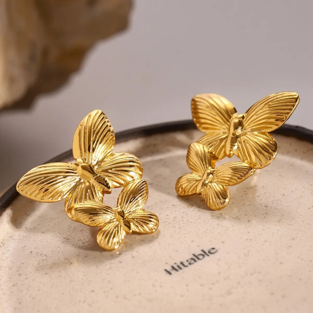 Anti Tarnish Mini Double Butterfly Earring