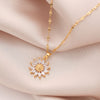 Gold Sunflower Flower Pendant Necklace