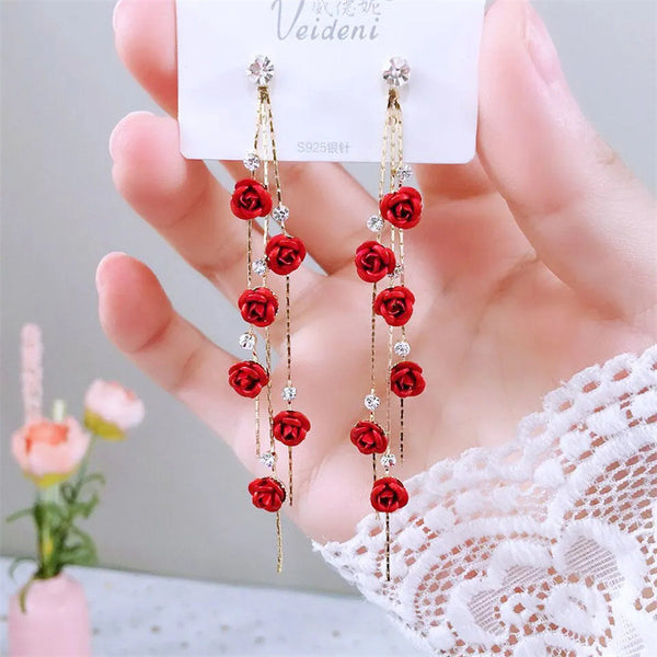 Pack Of 3 Red Rose Earrings
