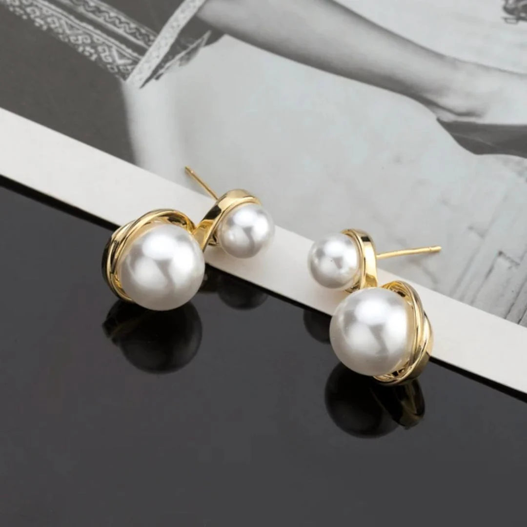 Double pearl earrings