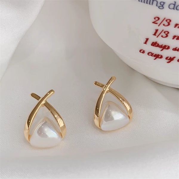 Combo Of 2 Geometric Pearl Stud Earrings