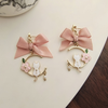 Cute Pink Bow Cat Drop Earring