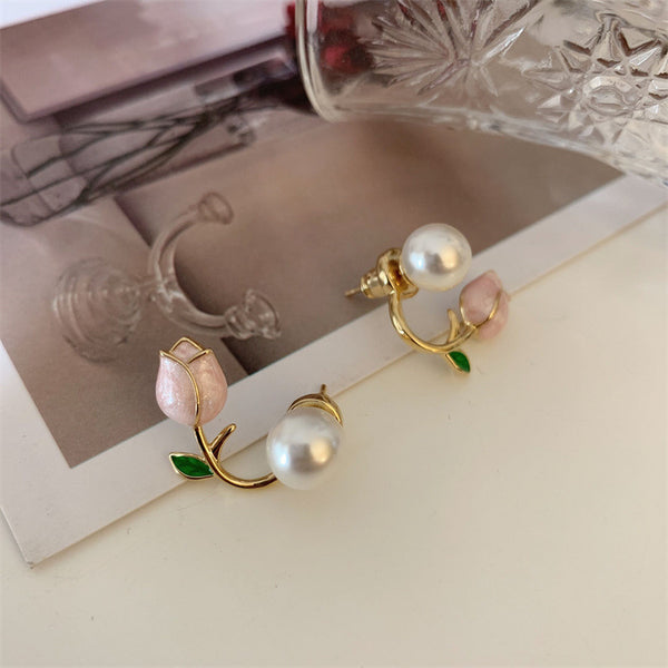 Combo Of 2 Spring Bloom Pink Tulip Earrings