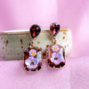 Gold Plated Purple Rhinestone Flower Earring