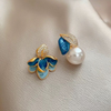 Blue Flower & Bud Earring