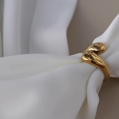 Adjustable Teardrop Wide Bold Statement Ring
