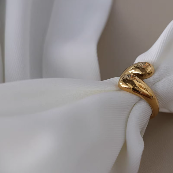 Adjustable Teardrop Wide Bold Statement Ring