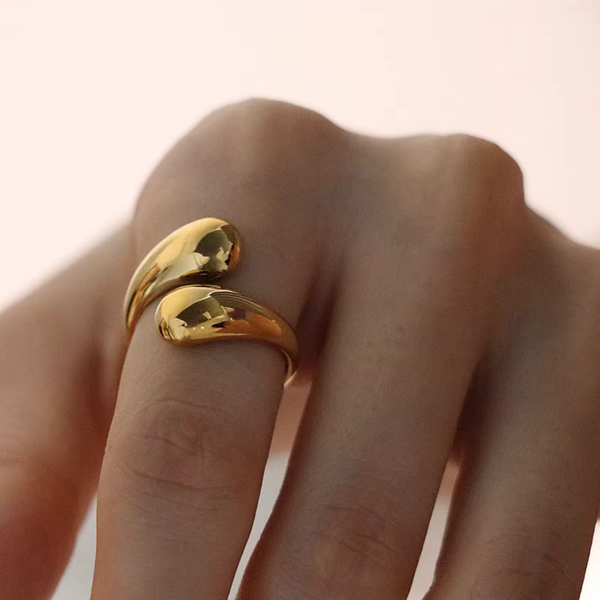 Adjustable Teardrop Wide Bold Statement Ring