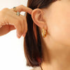 Anti tarnish C Shaped Gold Hoop Earrings