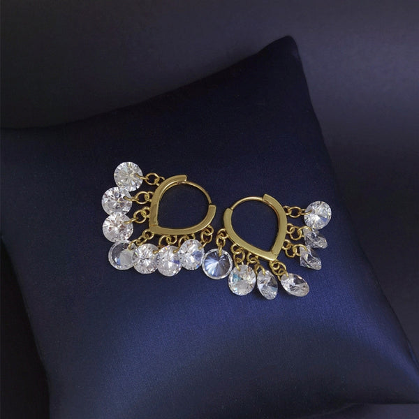 White stone & Golden earrings