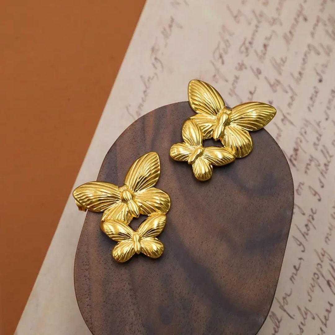 Anti Tarnish Mini Double Butterfly Earring