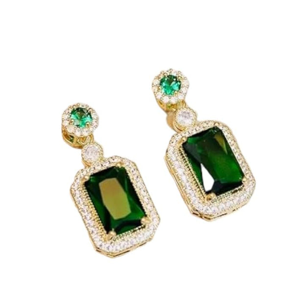 Green Stone Drop Earring