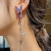 Long Tassel Purple Rhinestone Earrings