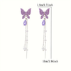 Long Tassel Purple Rhinestone Earrings