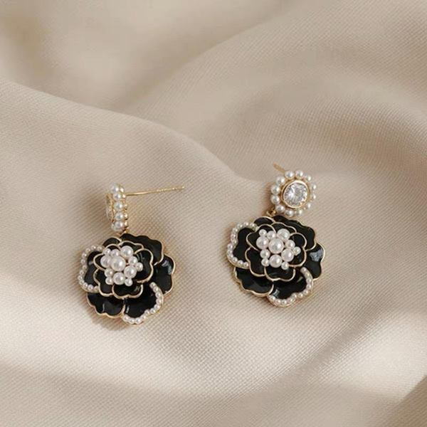 Black Rose Drop Earrings