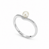 S925 Silver Pearl V-Shaped Adjustable Ring