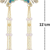 Multi Butterfly Pearl Long Chain Earring