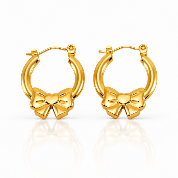 Gold-Tone Bow Hoop Earrings for Women | BeautyNX