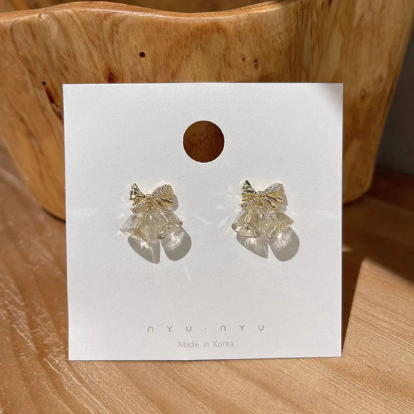 Golden Mini bow bell earring