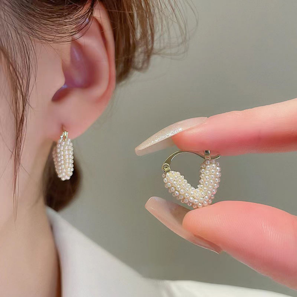 Shiny White Heart Hoop Earring