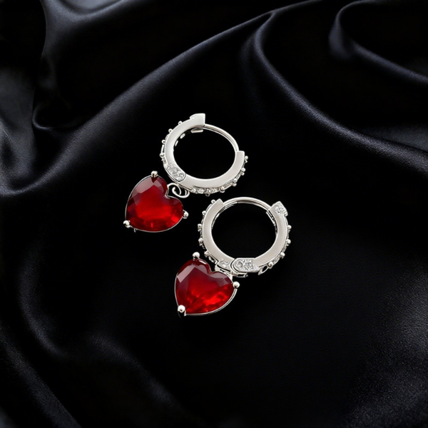 Red Heart Shape Earrings