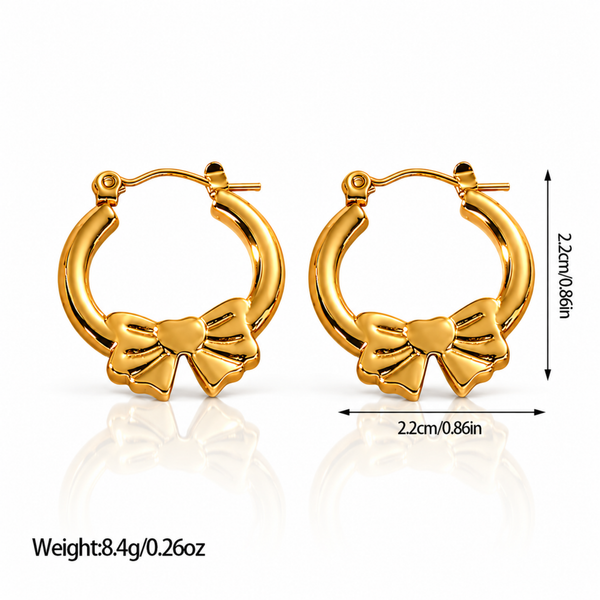 Gold-Tone Bow Hoop Earrings for Women | BeautyNX