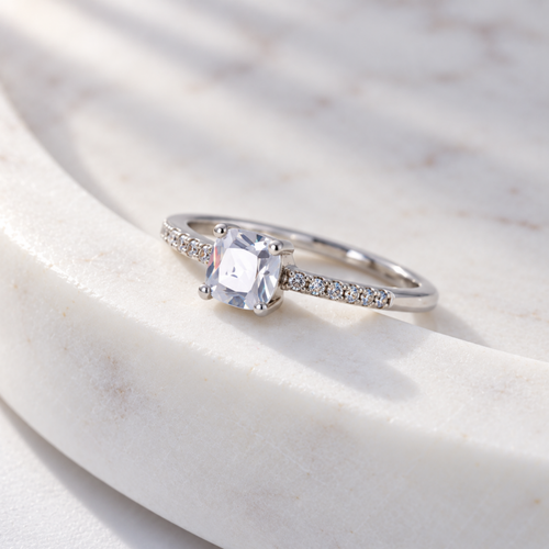 S925 Silver Princess Cut Solitaire Adjustable Ring Alternate