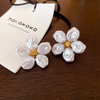 White Pearls and Flowers Earrings
