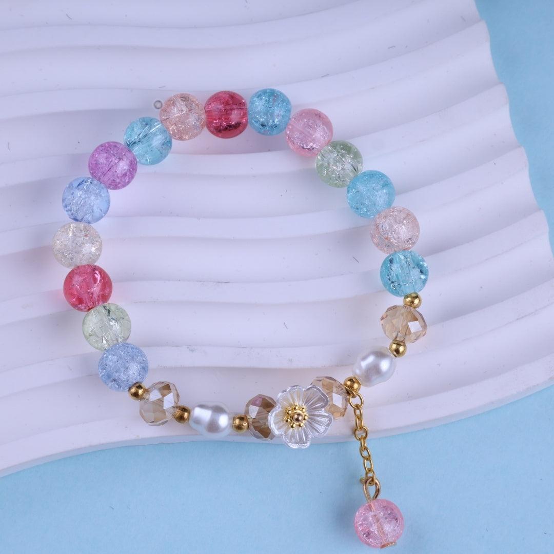 Rainbow Crystal Flower Bracelet