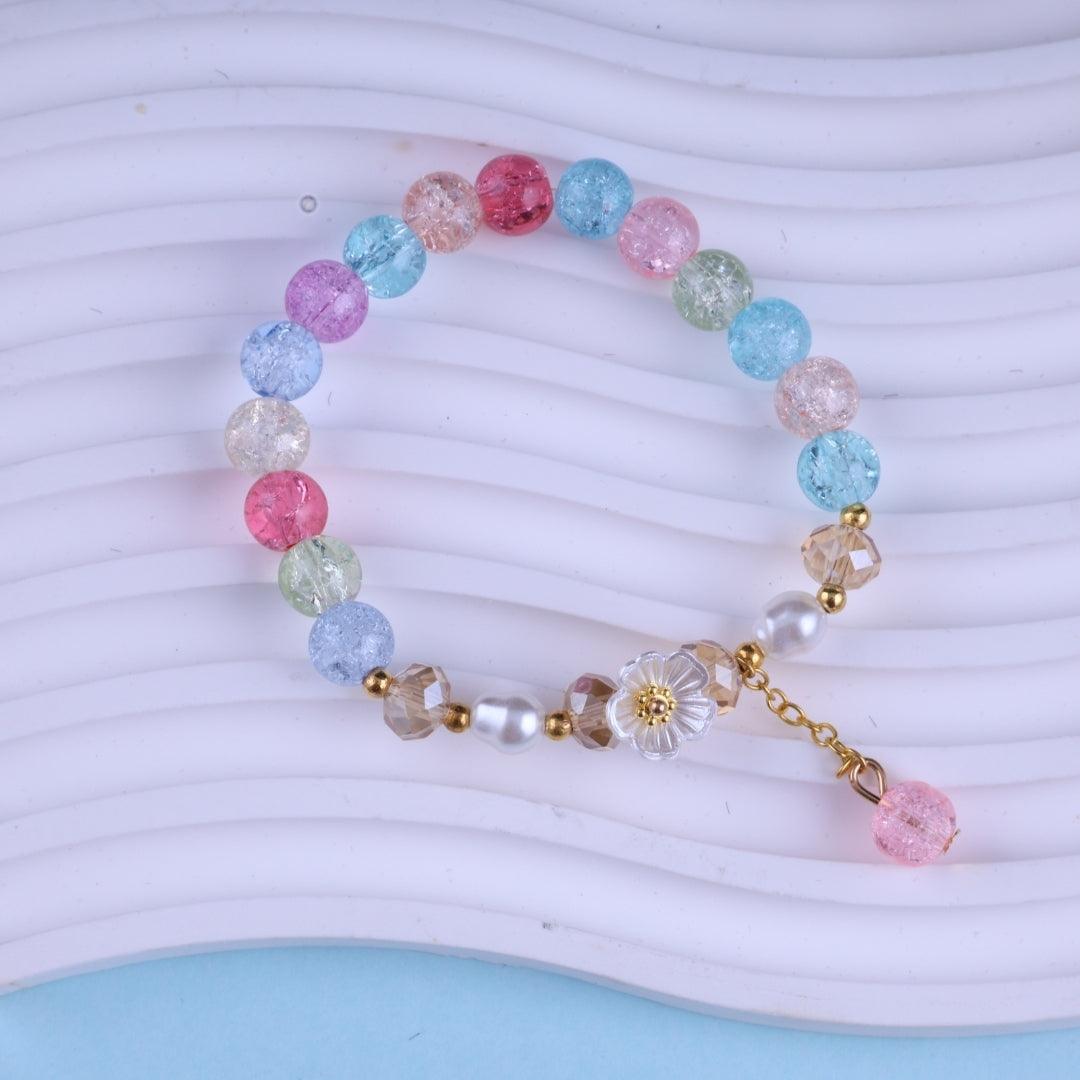 Rainbow Crystal Flower Bracelet